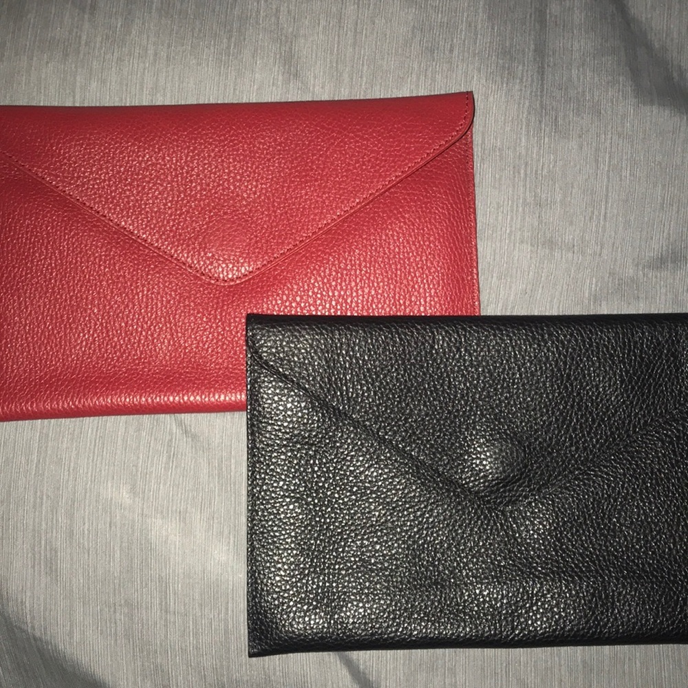 Black or red all leather clutch